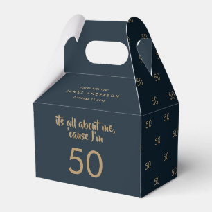 50. Geburtstag Blau und Gold schlicht elegante mod Geschenkschachtel