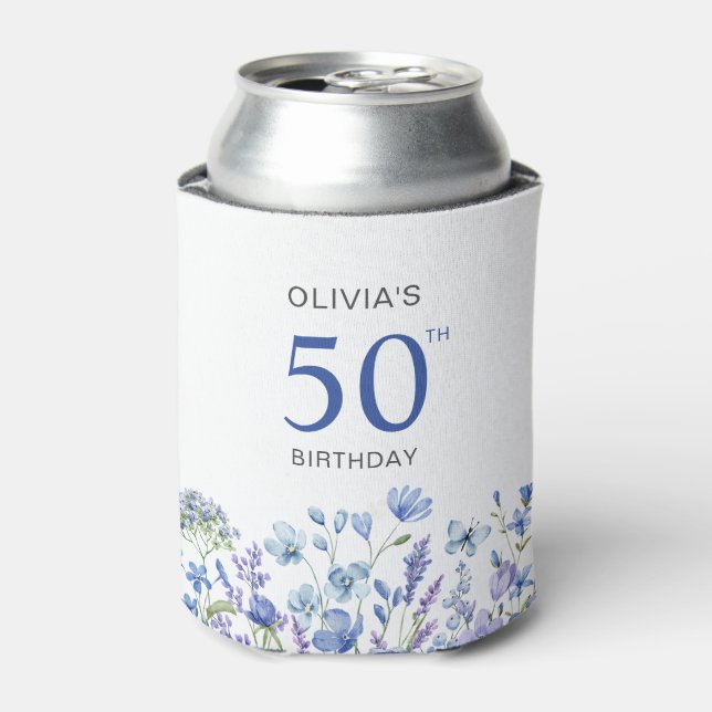 50. Geburtstag Blaue Flora Dosenkühler (Kanne Vorderseite)