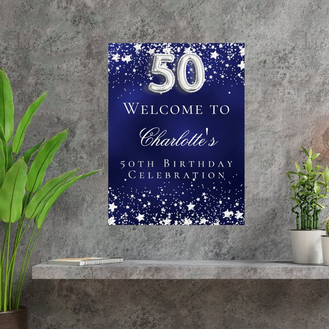 50. Geburtstag blauer Silberstars heißen Party wil Poster (Von Creator hochgeladen)