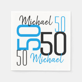 50. Geburtstag Blue Personalisiert Paper Napkins Serviette