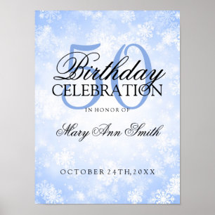 50. Geburtstag Blue Winter Wonderland Poster