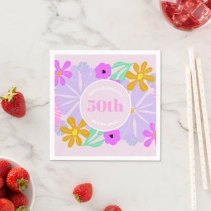 50. Geburtstag Blumen Süße Romantische Rosa Servie Serviette