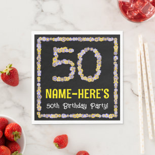 50. Geburtstag: Blumennummer, Individuelle Name, B Serviette