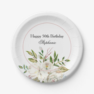 50. Geburtstag Blumenpapierplatte Pappteller