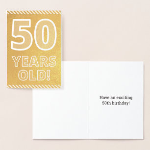 50. Geburtstag: Bold "50 JAHRE ALT!" Gold Foil Car Folienkarte