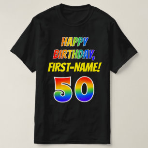50. Geburtstag — Bold, Fun, Rainbow 50, Individuel T-Shirt