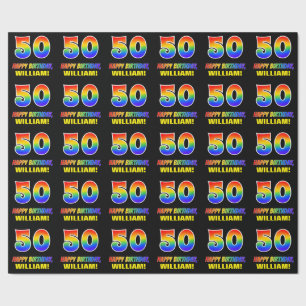 50. Geburtstag: Bold, Fun, Simple, Rainbow 50 Geschenkpapier