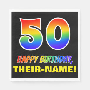 50. Geburtstag: Bold, Fun, Simple, Rainbow 50 Serviette