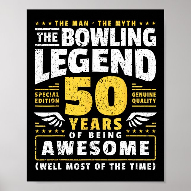 50. Geburtstag Bowling 50 Jahre alter Bowler Poster (Vorne)