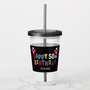 50. Geburtstag Bunte Ballons Personalisiert Acryltrinkbecher