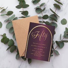 50. Geburtstag burgundy Gold arch Skript Luxus Einladung