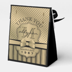 50. Geburtstag Champagner Gold Polka Dot Stripes B Geschenkschachtel