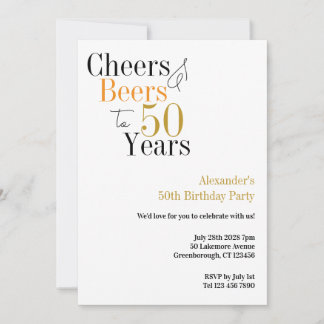 50. Geburtstag Cheers and Biere Minimales Party Einladung