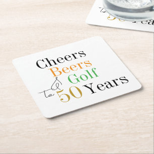 50. Geburtstag Cheers and Biers Golf Party Rechteckiger Pappuntersetzer