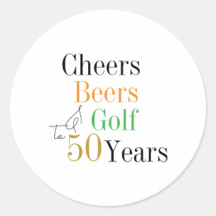 50. Geburtstag Cheers Beers Golf Party Runder Aufkleber