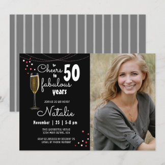 50. Geburtstag Cheers zu 50 Fabeljahre Schwarz Einladung