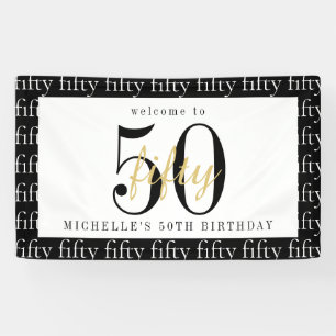 50. Geburtstag Chic Schwarz Weiß Gold Willkommensp Banner