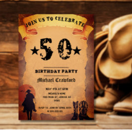 50. Geburtstag Cowboy Alt-Papier Reiten Party Einladung