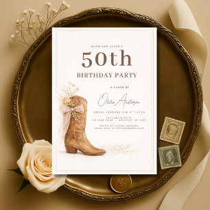 50. Geburtstag Cowgirl Floral Party Einladung
