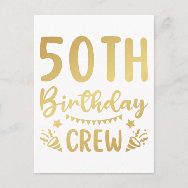 50. Geburtstag Crew 50 Party Crew Postkarte (Vorderseite)