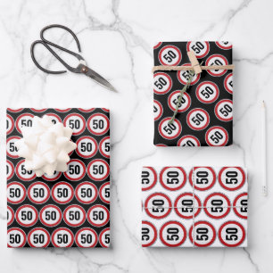 50. Geburtstag CUSTOM ALTERS Geschwindigkeitsbegre Geschenkpapier Set