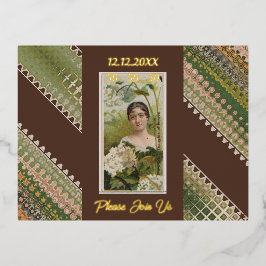 50. Geburtstag Custom Invitation Floral Beauties 4 Folie Einladungspostkarte