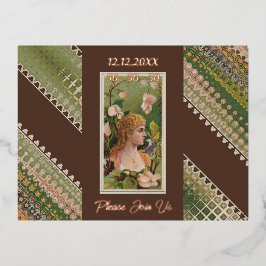 50. Geburtstag Custom Invitation Floral Beauties 5 Folie Einladungspostkarte