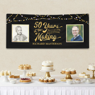 50. Geburtstag   Damals & Heute Fotos   Schwarz un Banner