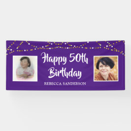 50. Geburtstag Dann & Jetzt Fotos Lichter Lila Banner