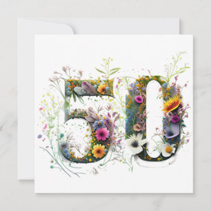 50. Geburtstag Dekorative Wildblume Text