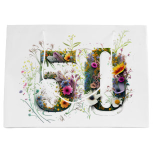 50. Geburtstag Dekorative Wildblume Text Große Geschenktüte