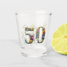 50. Geburtstag Dekorative Wildblume Text Schnapsglas