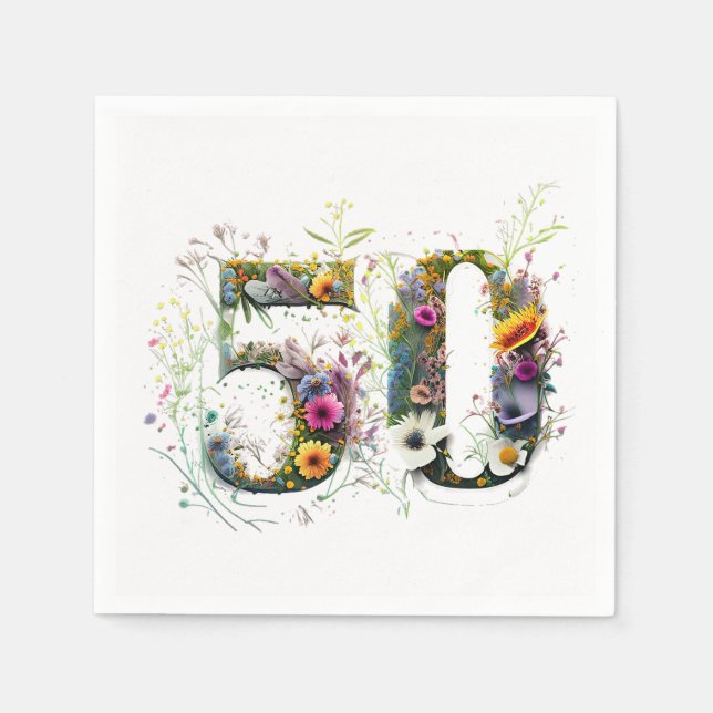 50. Geburtstag Dekorative Wildblume Text Serviette (Vorderseite)