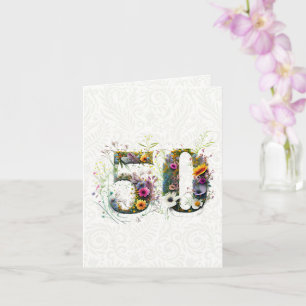 50. Geburtstag Dekorativer Wildblumen-Text Karte
