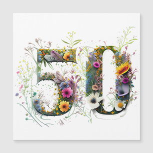 50. Geburtstag Dekorativer Wildblumen-Text Magnetkarte