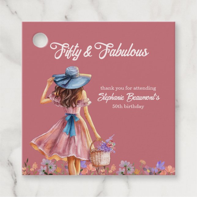 50. Geburtstag der eleganten Frau Geschenkanhänger (Vorderseite)