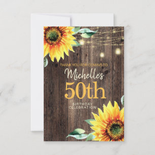 50. Geburtstag der Frau - Rustikale Holz-Lichterke Dankeskarte