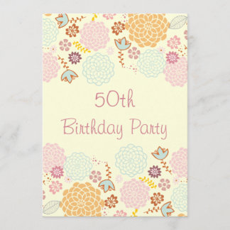 50. Geburtstag der Frauen Extravagant Moderne Blum Einladung