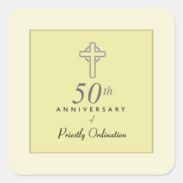 50. Geburtstag des Priesters mit dem besessenen Kr Quadratischer Aufkleber