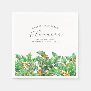 50. Geburtstag Dezember Geburtstag Blume Holly Cus Serviette