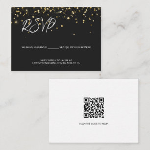 50. Geburtstag E-Mail RSVP Goldene Konfetti QR-Cod Begleitkarte