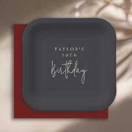 50. Geburtstag Einfach Minimalistischer Flachschwa Pappteller