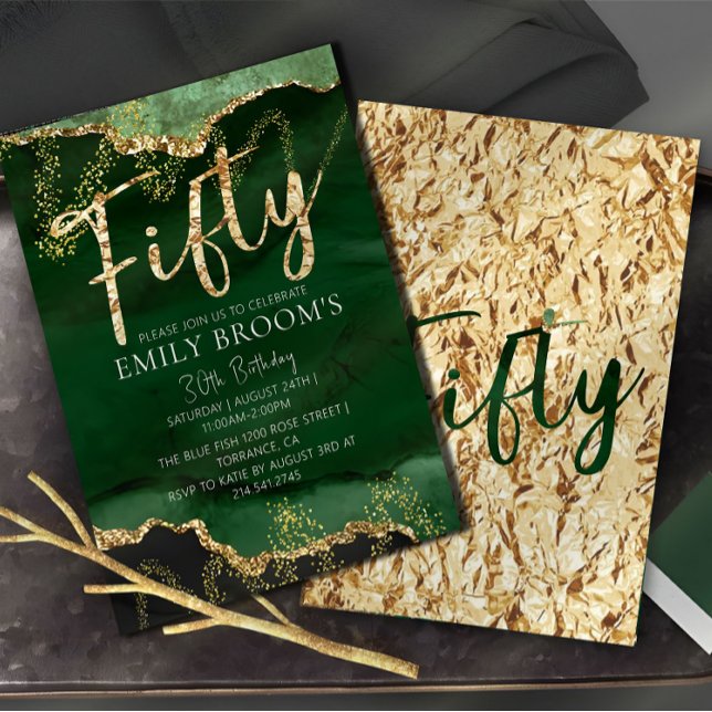 50. Geburtstag Einladung Emerald Green und Gold (Von Creator hochgeladen)