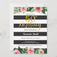 50. Geburtstag Einladung Frauen. Blanc