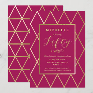 50. Geburtstag Einladung - Gold, Elegant, Trendy