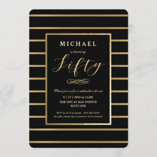 50. Geburtstag Einladung - Gold, Elegante Maskulin