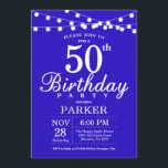 50. Geburtstag Einladung Royal Blue<br><div class="desc">50. Geburtstag Einladung mit String Lights. Royal Blue Background. 13. 15. 16. 18. 20. 21. 30. 40. 50. 60. 70. 80. 90. 100. Jegliches Alter. Für weitere Anpassungen klicken Sie bitte auf die Schaltfläche "Anpassen" und verwenden Sie unser Designwerkzeug,  um diese Vorlage zu ändern.</div>