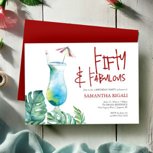 50. Geburtstag Einladung Tropischer Cocktail