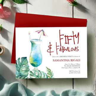 50. Geburtstag Einladung Tropischer Cocktail