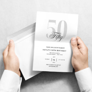 50. Geburtstag Elegant Chic Schwarz & Weiß Einladung